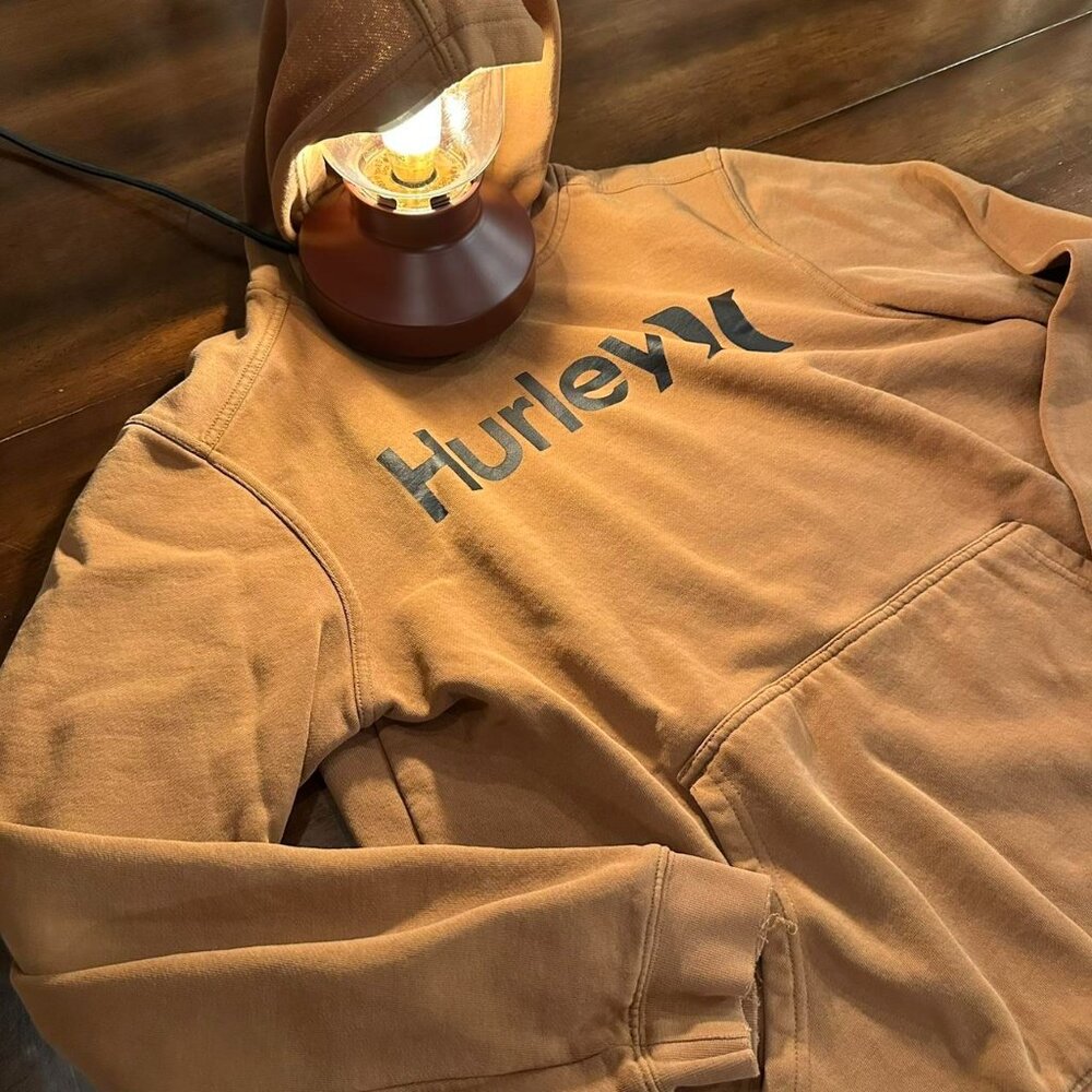 Tan Hurley hoodie with a relaxed fit